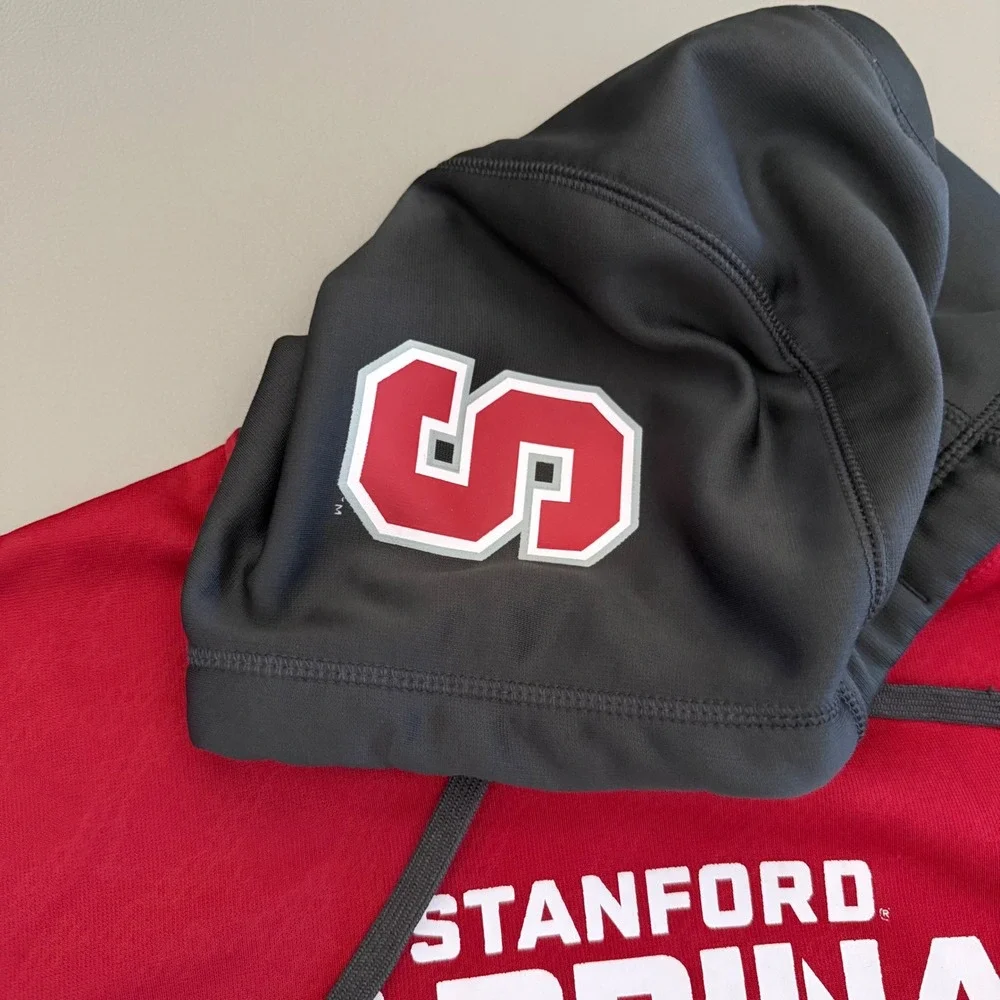 Nike Stanford Cardinal Hoodie Mens Red Gray M‎ Therma-Fit Pullover